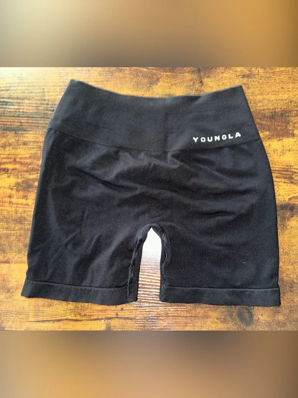 YoungLA Black Seamless Bike Shorts with Logo